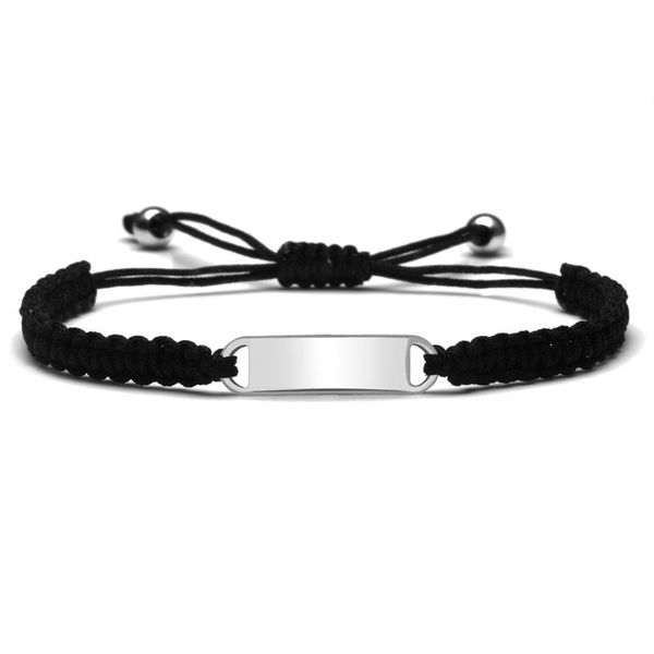 

charm bracelets stainless steel bend black cord macrame bracelet women men 2021 fashion thread braided suare knots jewelry present, Golden;silver