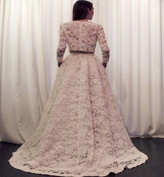 

new luxury 2021 2 piece lace wedding es long sleeve ivory robe mariage a line floor length bridal gowns vestidos de noiva odrv, White