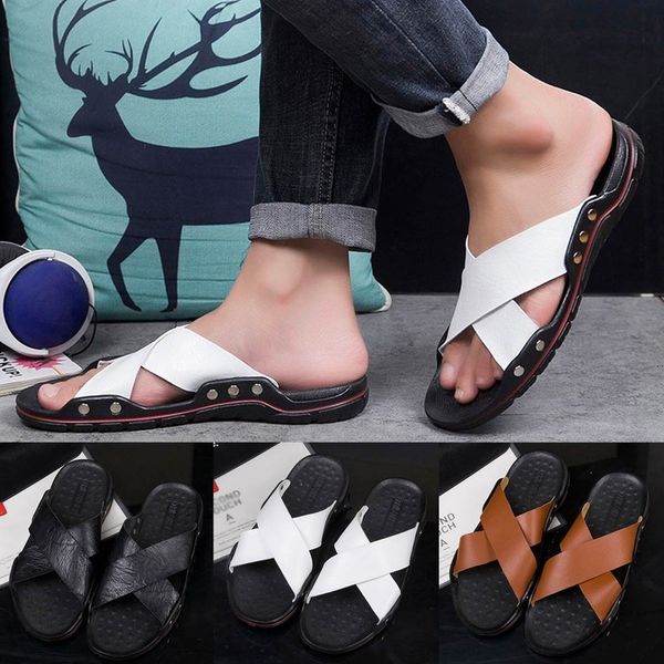 

comfortable and lightweight retro slip-on sandals, summer antislip casual beach slippers sandals for men outdoor # g30, Black