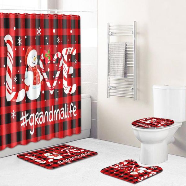

shower curtains christmas toilet seat cover bathroom anti-slip mat curtain set