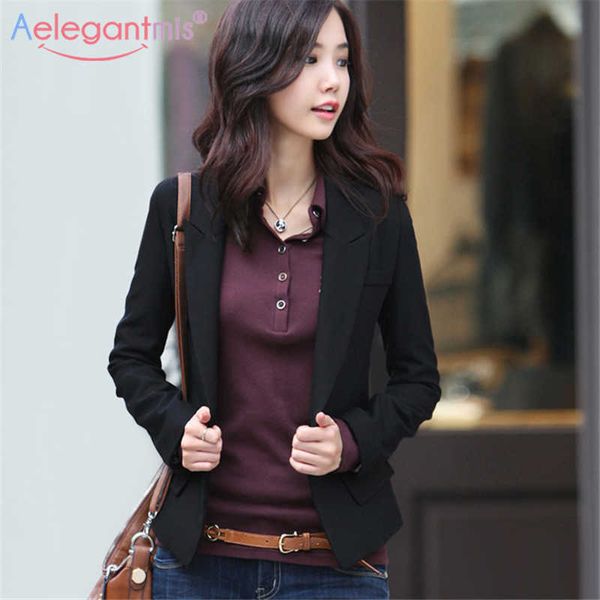 

aelegantmis spring autumn slim casual blazers women single button notched black plus size office lady work suit jacket 210607, White