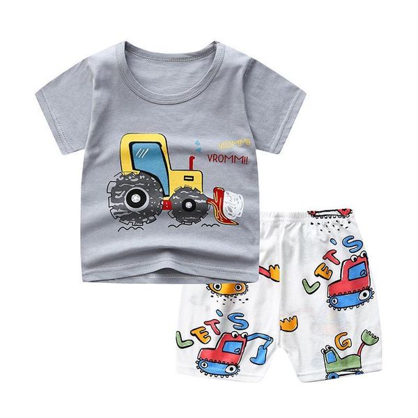 

fashion boy cool clothing for kids truck print tshirt + pants baby clothes cotton casual outfits summer toddler clothing short, White