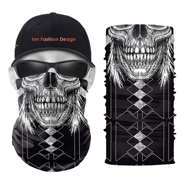 

skeleton pattern printed magic scarf 5 pieces per package comfortable fashion riding sunscreen seamless wweat absorption high elasticity, Blue;gray