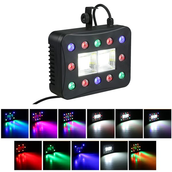 

2021 new dj party club leds mix lamp par rgbw feix conduziu dmx multifunctional flash strobe lights show light from the blue red stage light