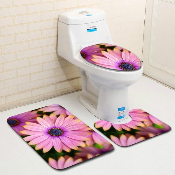 Tapetes belo tapete de flor de 3 peças Tapa de higineses de banheiro não deslizamento absorvente tapetes de piso de cozinha casta