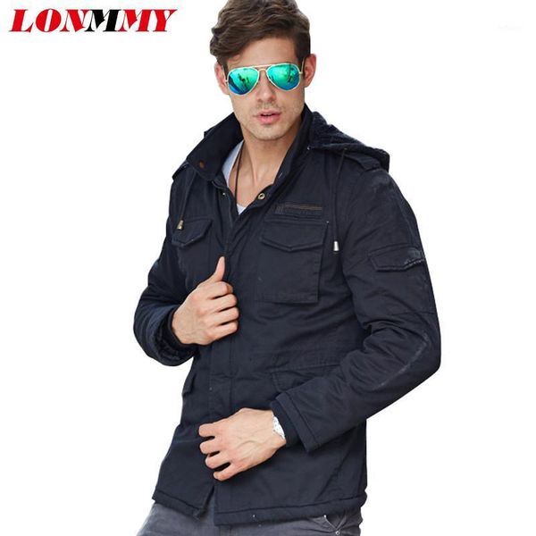 

men's jackets lonmmy -4xl windbreaker military jacket men coat cotton wool liner thick mens coats bomber hoods 2021 winter, Black;brown