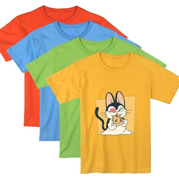 

little fat cat who loves pizza t-shirt breathable with retro new tshirt women harajuku graphic tshirt, White