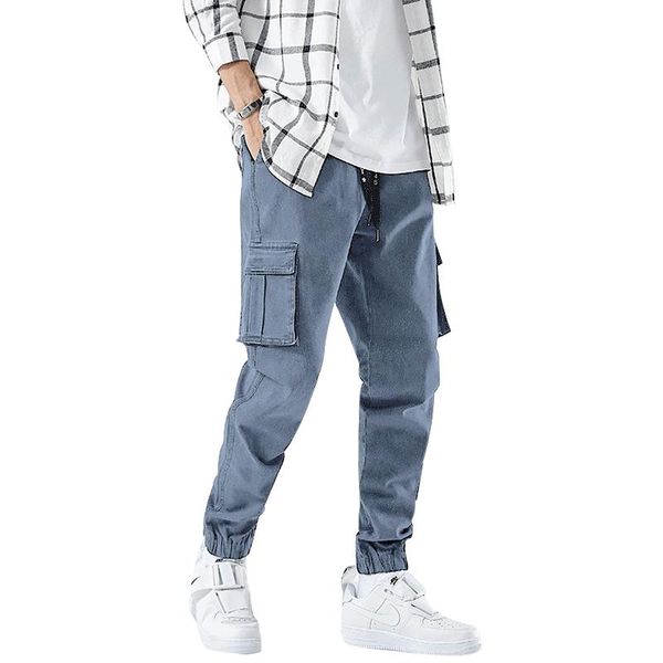 

men's pants oversized 8xl multi-pocket blue jeans loose and breathable fat casual trousers large size work, Black