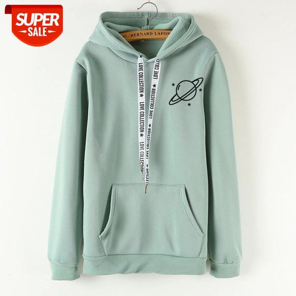 

brand female hoodies women long sleeve hooded sweatshirt universe print tracksuit sweat coat autumn casual sportswear #bx4j, Black