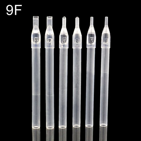 

9f clearly plastic flat size disposable tattoo tips long tattoo tips nozzle tube for tattoo grip ing