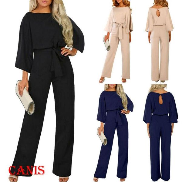 

women's jumpsuits & rompers women size10-16 ladies office wide leg party or playsuit evening casual jumpsuit, Black;white