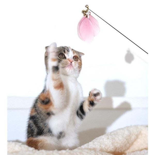 

cat toys dishykooker long handle steel wire feather pole teaser interactive toy