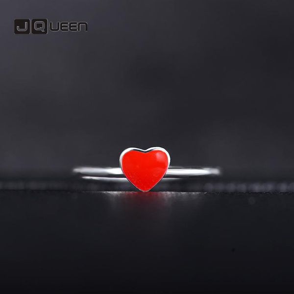 

cluster rings korean version women's open adjustable ring heart love red peach silver, Golden;silver