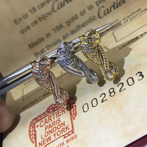 

new full diamond shy leopard earrings charm card home new three-color multi-choice fashion luxury jewelry wholesale non-fading, non-allergic, Golden