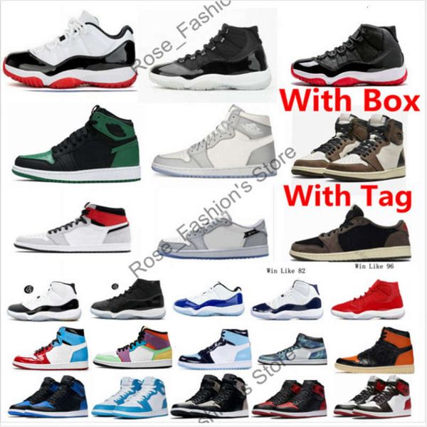 

1 og high light smoke grey tie dye royal mens&womens basketball shoes 1s chicago unc 11 25th anniversary 11s concords bred sneakers, Black