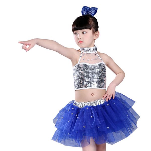 

new pattern six one children show serve thick and skirt sir dance clothing paillette princess yarn skirt girl child performance, Black;red