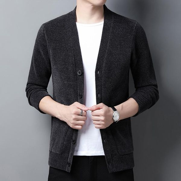 

men's sweaters cardigan 2021 spring and autumn youth long sleeve thin sweater casual single breasted solid color coat, White;black