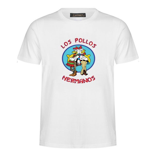 

men's fashion breaking bad shirt 2018 los pollos hermanos t shirts chicken brothers short sleeve tee hipster mc34, White;black