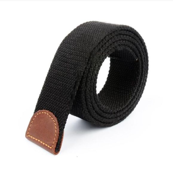 

belts gaoke men women canvas belt without buckle thicken luxury waistband jeans black weave stripe 3.8cm wide strap male, Black;brown
