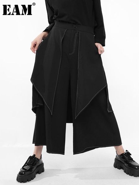 

women's pants & capris [eam] high waist black spliced casual long wide leg trousers loose fit women fashion spring autumn 2021 1da61301, Black;white
