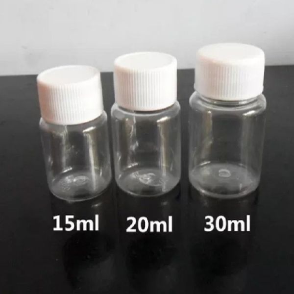 100 pz/lotto nuovo 15 ml 20 ml 30 ml Bottiglia di Plastica 30g Vuoto cilindrico Pet trasparente Bottiglie di Imballaggio Del Campione