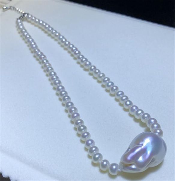 

pendant necklaces habitoo classic natural 7-8mm white freshwater pearl 15-22mm baroque choker necklace for women fashion jewelry party gift, Silver