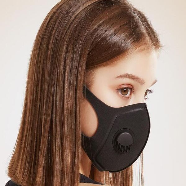 Maschera di copertura mezza faccia nera traspirante antipolvere per feste di design con filtro sportivo riutilizzabile lavabile con valvola Scudo di sicurezza per adulti
