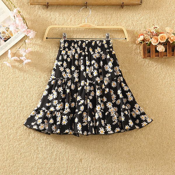 

2021 new floral print boho short skirts womens summer beach bohemian mini high waist chiffon skirt lady slim bottoms y188 fcrt, Black;gray