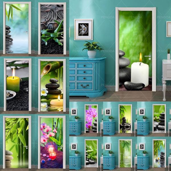 

self adhesive diy art decal sticker home door stone flower bamboo 3d decorrenovation pvc wallpaper print picture for living room