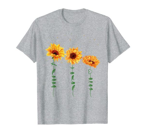 

faith hope love hippie sunflower deaf mute asl sign language t-shirt, White;black