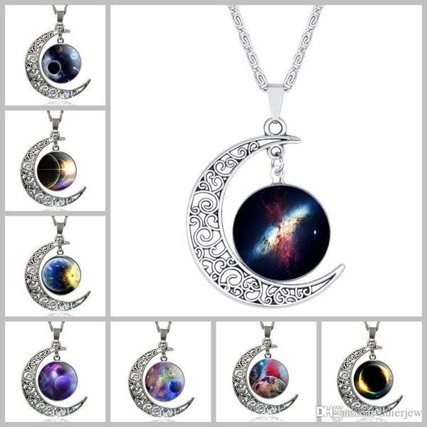 

genuine charms necklaces brand silver jewelry statement necklace glass galaxy collares necklace & pendants maxi moon necklaces