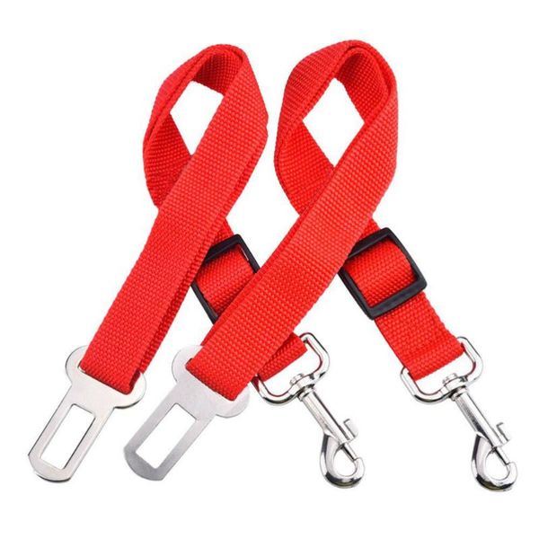 

2pcs pet dog car seat belt adjustable safety leads vehicle seatbelt harness (red)
