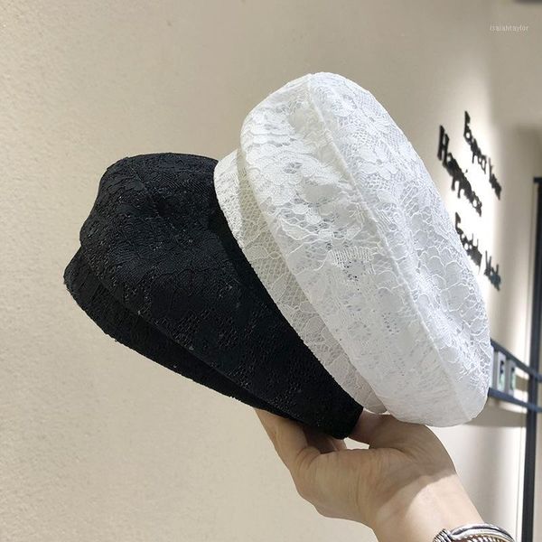 

berets lace beret hat female japanese spring and summer hats fashion breathable wild street painter cap, Blue;gray