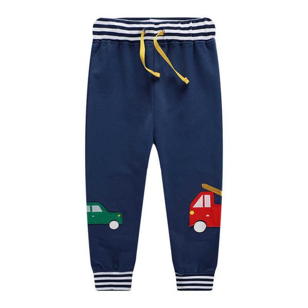 Atlama Metre Alt Bebek Erkek Sweatpants Aplike Karikatür Karakterler Moda Çocuk Giysileri Sonbahar Kış Serin Pantolon 210529