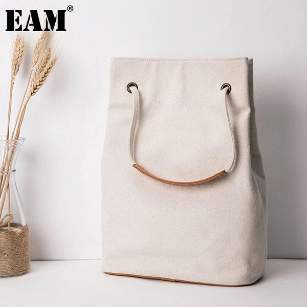 

eam] women new white solid brief large capacity canvas personality all-match crossbody shoulder bag fashion tide 2021 18a1890