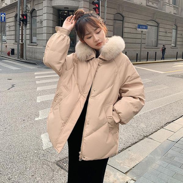 

women's jackets winter down cotton jacket 2021 korean bread short thickened, Black;brown