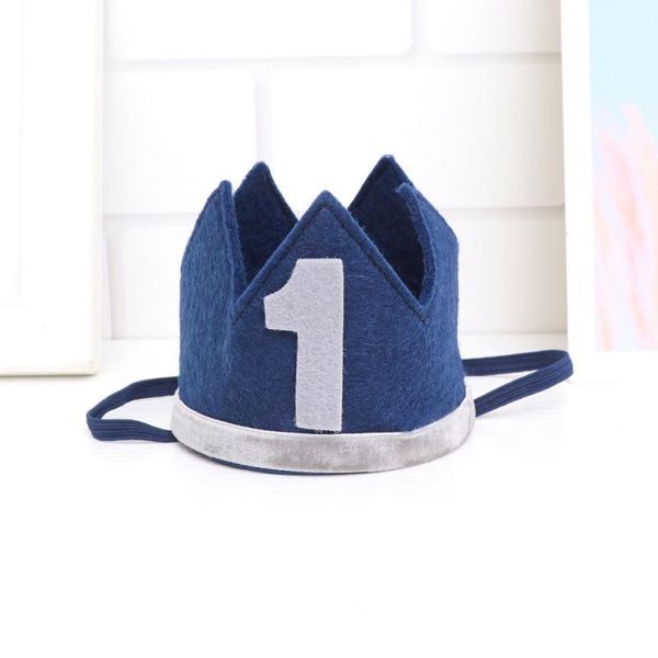 

party hats adorable baby birthday kids crown hairband decorations (dark blue)