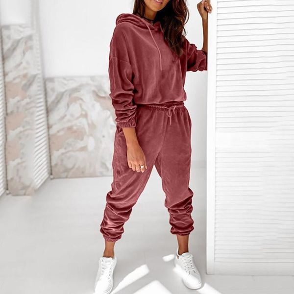 

women's two piece pants womens tracksuits hooded sweatshirts 2021 autumn winter fleece oversize hoodies solid pullovers jackets suits, White