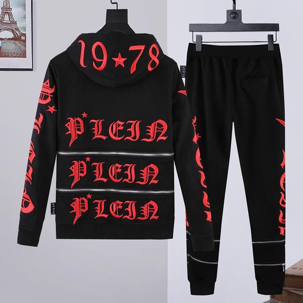 

men's tracksuits pp embroidery suit 2-piece trousers long-sleeved cotton jacket street sports pants autumn winter, Gray