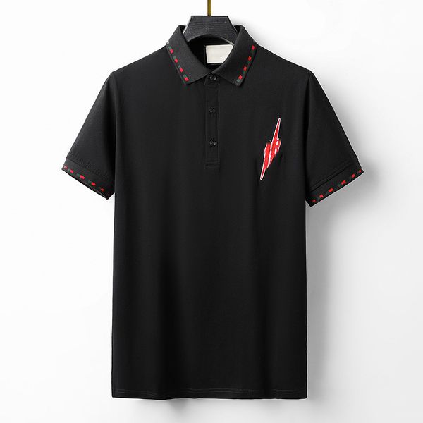 

100% cotton 22ss polo shirt mens t-shirt fashion clothing short sleeve punk letter stripe embroidered skateboard hoodie t-shirt m-3xl #1406, White;black