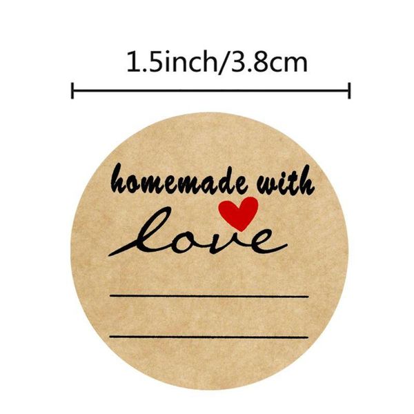 

gift wrap 500 pcs/roll round kraft adhesive label homemade with love stickers for business 37mf