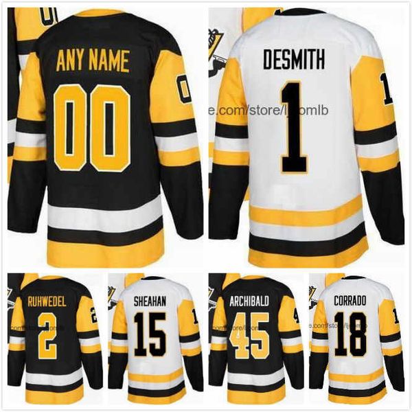 

riley sheahan jersey 15 frank corrado 18 chad ruhwedel 2 josh archibald 45 casey desmith 1 mens 2018ad pittsburgh hockey jerseys, Black;red