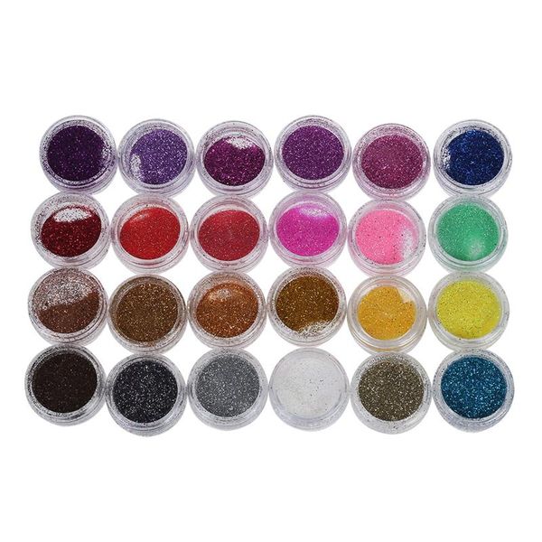 

nail glitter 24 x colors powder deco for false uv gel nail., Silver;gold