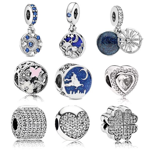 

pandach 925 sterling silver heart of the ocean series beads charms fit original 3mm bracelet&bangle women fashion jewelry, Bronze;silver
