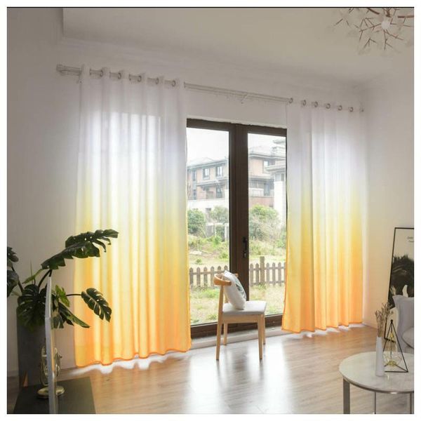

curtain & drapes nordic style colorful tulle sheer light ployester chiffon gradient curtains for home living room bedroom window decoration