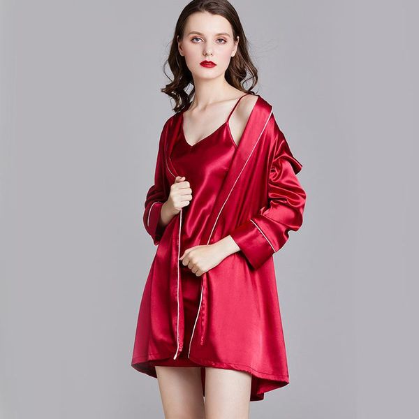 

towel luxury and retro silk pajamas women's summer suspender ice nightdress morning robe bath home clothes wholesale