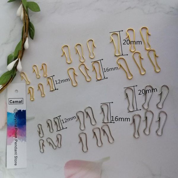 

camal 100pcs 12/16/20mm metal hook w/crook crystal chandelier connector pins hanging pendant metal buckle garden suncatcher part