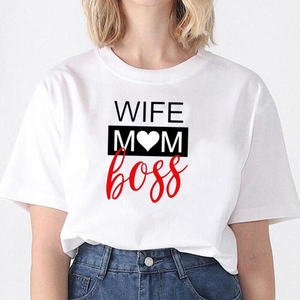 

women's t-shirt cotton short sleeve summer casual tee shirt femme mother's day gift fashion t women wife mom letter print tshirt, White
