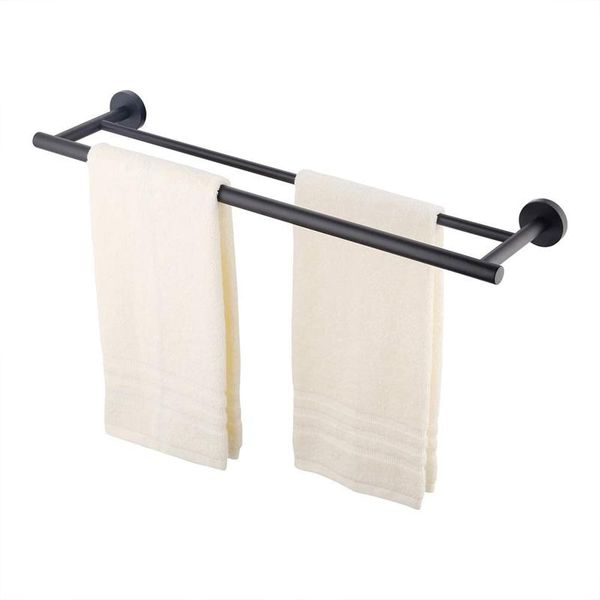 

23.6-inch double towel bar bathroom shower dual towel holder hanger sus 304 stainless steel wall mounted matte black
