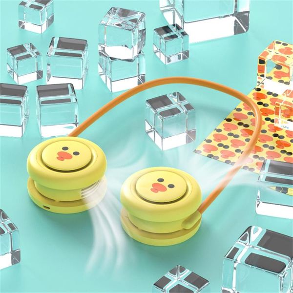 

electric fans mini usb charging portable fan neck 1500mah battery wearable cooler 3-speed adjustable cold dual neckband